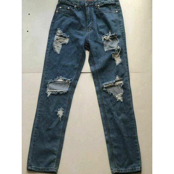 Signature Denim - Signature 8 Women Blue Destructed Distressed Jeans